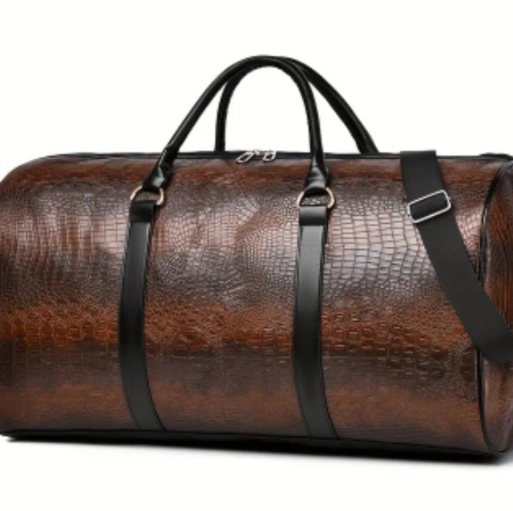 Vintage Style Luxury Crocodile Pattern Travel DUFFLE BAG